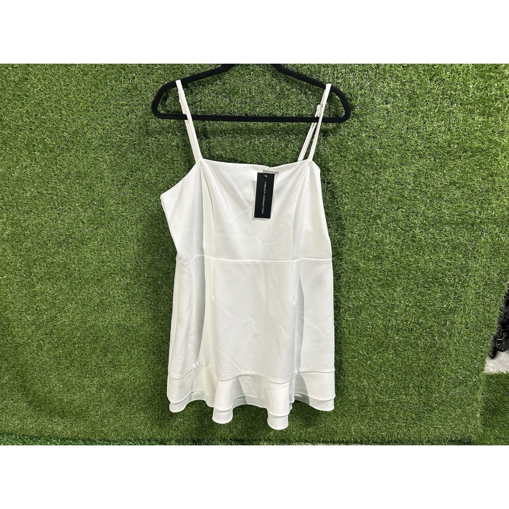 French Connection Women's White Solid Strappy Sleeveless Mini Dress Regular 12